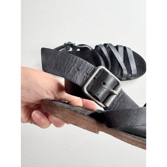 MADEWELL Boardwalk Black Leather Multi-Strap Slingback Sandals, Size 6 - Picture 7 of 11